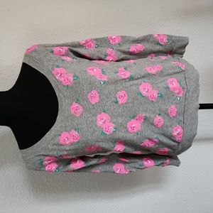 Grey sweater with pink roses